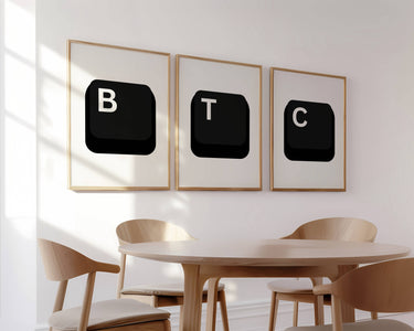 Set of 3 BTC Keys Crypto Prints | Wall Art | Home Office Decor